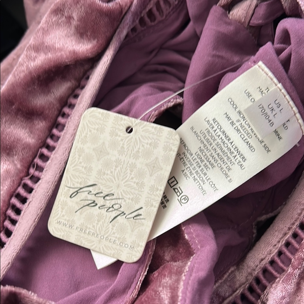 Free People, Women’s Size Large Lilac Velvet Lillian Lace Up Tank - Picture 9 of 10